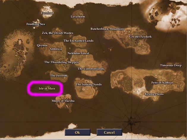 Everquest 2 Extended: Karte des Reise-Globus an den Docks