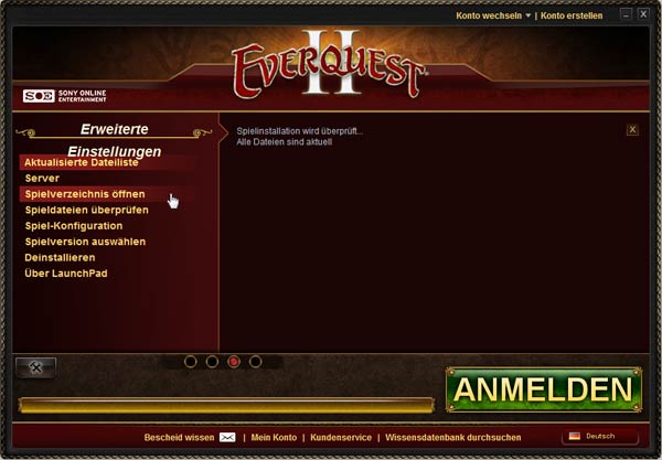 EverQuest 2 - Launchpad: Installationsverzeichniss öffnen