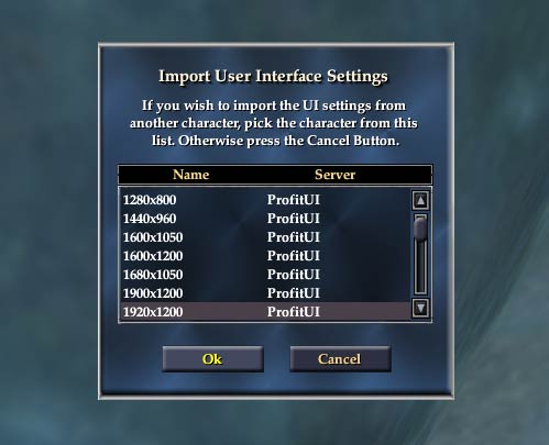 EverQuest 2 - ProfitUI: Voreinstellungen passend zur Bildschirmauflösung importieren