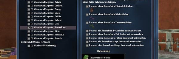 EverQuest 2 - Wissen und Legende Quests im Journal